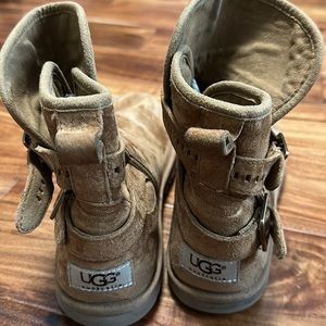 Ugg Pure Leni Boots Size 9 Brown Leather Suede Buckle Strap Ankle